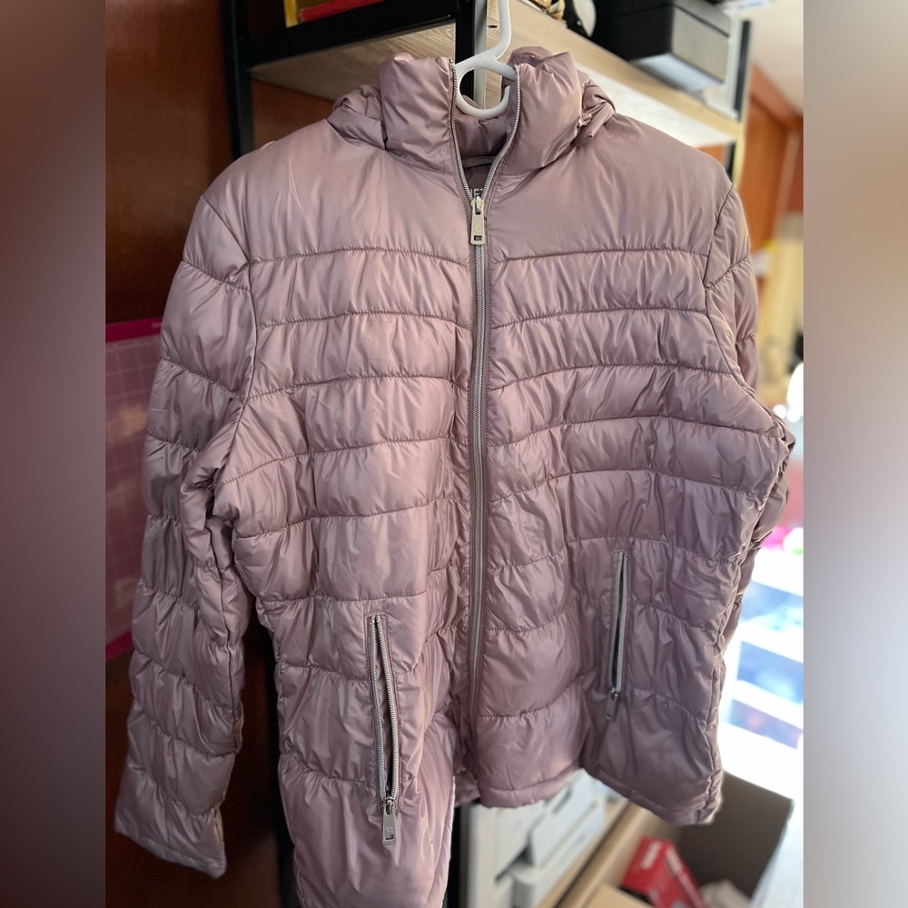 Kenneth Cole quilted puffer jacket rose gold